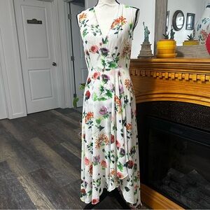 Calvn Klein floral sheer sleeveless asymmetrical fairy core dress size 4